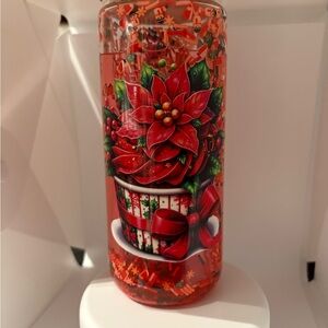 Festive Red Holiday Snow Globe Tumbler